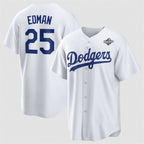 Los Angeles Dodgers #25 Tommy Edman White Jereymy 2025 World Series Home Cool Base Stitched Jersey