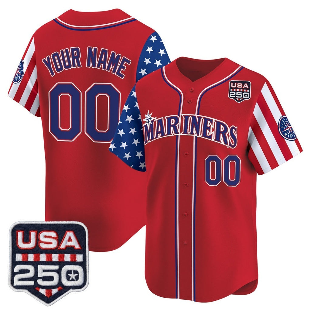 Custom Seattle Mariners America 250 Edition Vapor Premier Limited Red Jereymy Stitched Jerseys