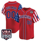 Custom Seattle Mariners America 250 Edition Vapor Premier Limited Red Jereymy Stitched Jerseys