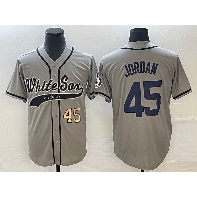 Chicago White Sox #45 Michael Jordan Number Grey Jereymy Cool Base Stitched Jersey