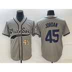 Chicago White Sox #45 Michael Jordan Number Grey Jereymy Cool Base Stitched Jersey