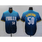 Philadelphia Phillies #50 Orion Kerkering Number Blue Jereymy 2024 City Connect Limited Stitched Jersey