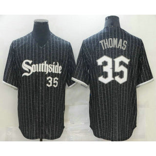 Chicago White Sox #35 Frank Thomas Black Jereymy With Small Number 2021 City Connect Stitched Cool Base Jersey