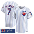 Chicago Cubs #7 Dansby Swanson White Jereymy Pinstripe 'Ryne Sandberg Tribute' Vapor Limited V3 Stitched Jersey