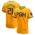 Pittsburgh Pirates #21 Roberto Clemente Gold Jereymy City Connect Elite Player Jersey