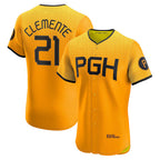Pittsburgh Pirates #21 Roberto Clemente Gold Jereymy City Connect Elite Player Jersey