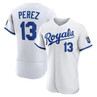 Kansas City Royals #13 Salvador Perez White Jereymy Flex Base Stitched Jersey