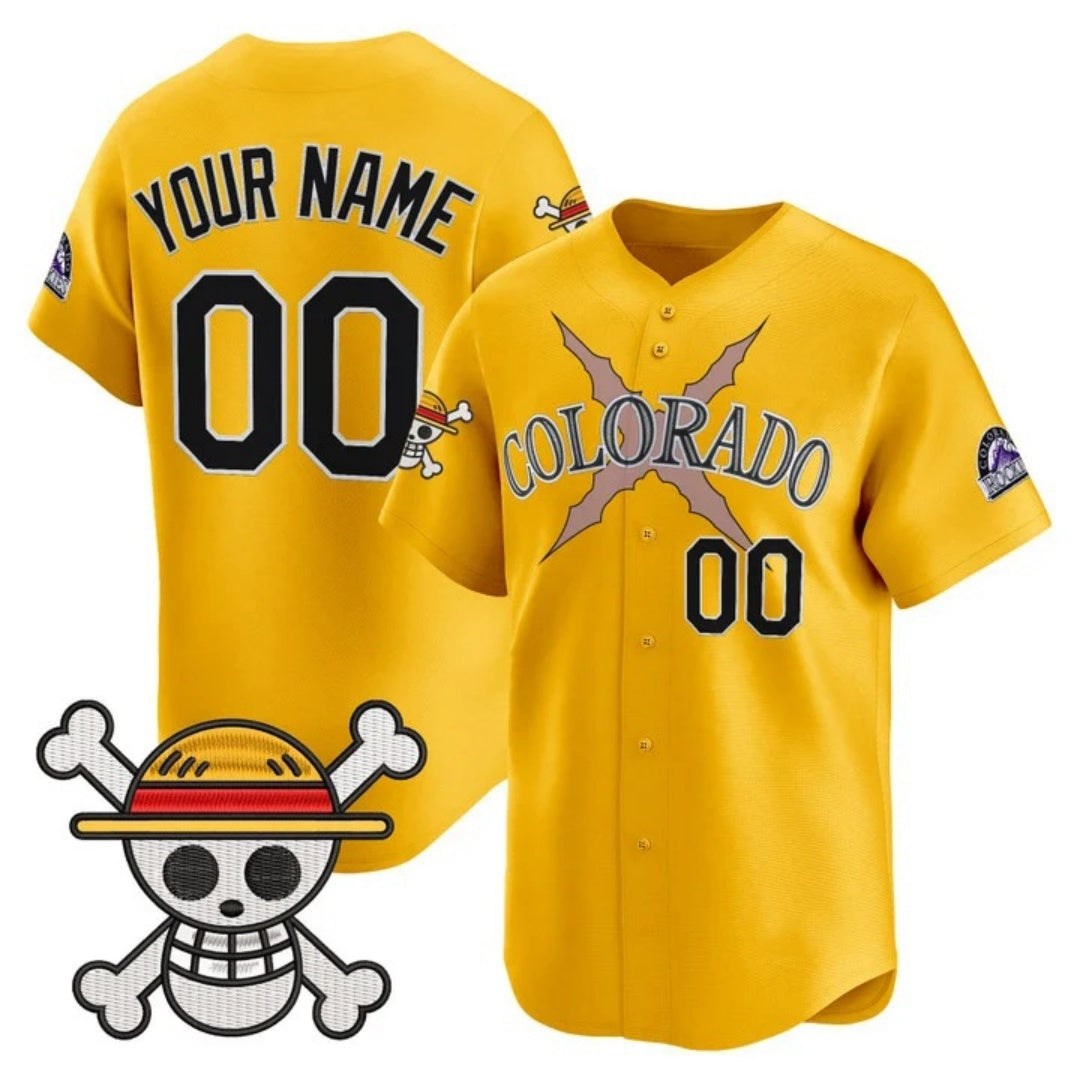 Custom Colorado Rockies x One Piece Gold Jereymy Vapor Premier Limited Jersey - Stitched