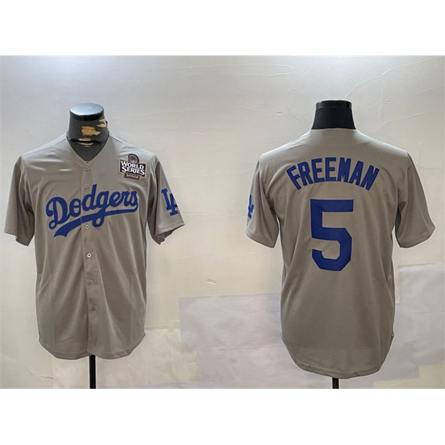 Los Angeles Dodgers #5 Freddie Freeman Grey Jereymy 2024 World Series Cool Base Stitched Jersey