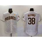 San Diego Padres #38 Jorge Alfaro White Jereymy With PS Patch Stitched Flex Base Jersey 2