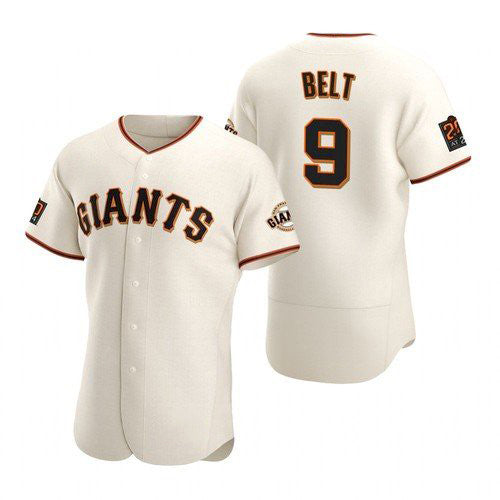 San Francisco Giants #9 Brandon Belt stitched Cream Jereymy Jersey