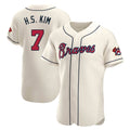Atlanta Braves #7 Ha-Seong Kim Player Cream Jereymy Limited Elite Home Game Stitched Jerseys