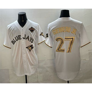 Toronto Blue Jays #27 Vladimir Guerrero Jr White Gold Jereymy 2025 American League Champions Limited Stitched Jersey