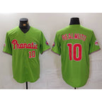 Philadelphia Phillies #10 JT Realmuto Number Green Jereymy With Patch Stitched Cool Base Jersey