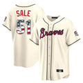 Atlanta Braves #51 Chris Sale Player Cream Jereymy USA 250 Fourth Of July Limited Home Game Stitched Jerseys