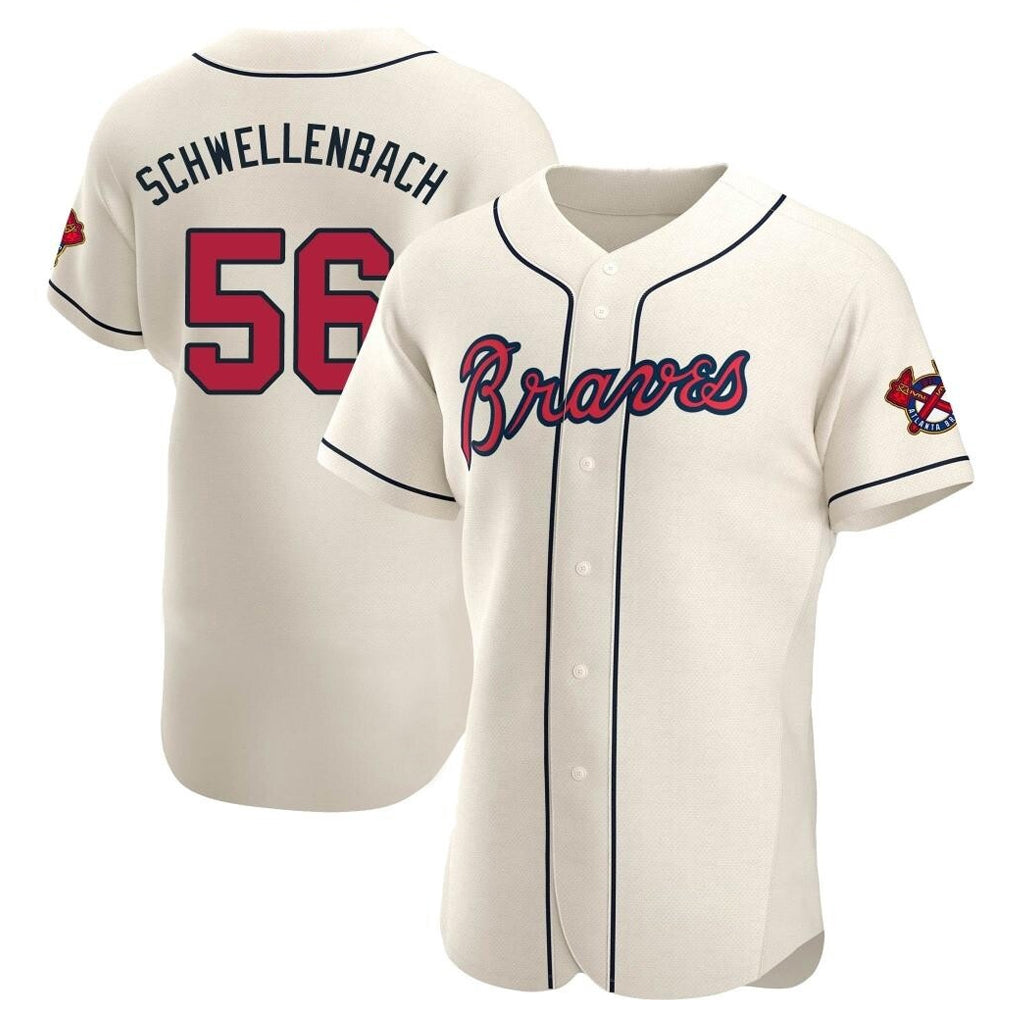 Atlanta Braves #56 Spencer Schwellenbach Player Cream Jereymy Limited Elite Home Game Stitched Jerseys