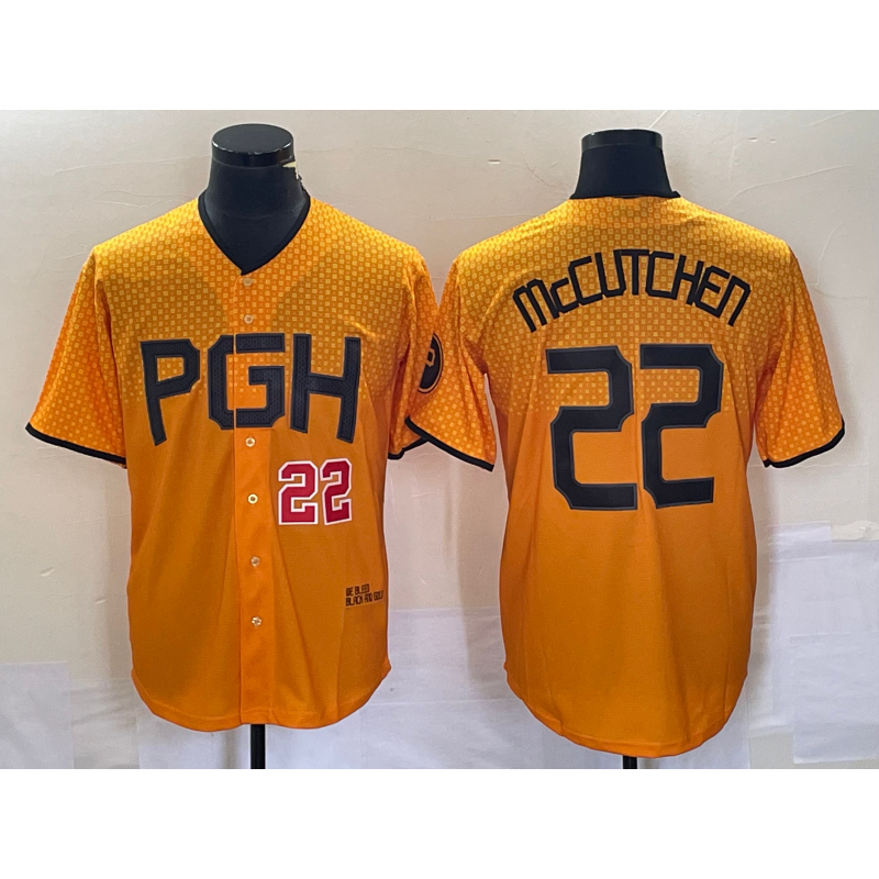 Pittsburgh Pirates #22 Andrew McCutchen Number Gold Jereymy 2023 City Connect Stitched Jersey