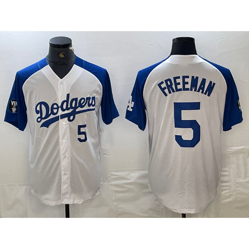 Los Angeles Dodgers #5 Freddie Freeman Number White Blue Jereymy Fashion Stitched Cool Base Limited Jersey 2