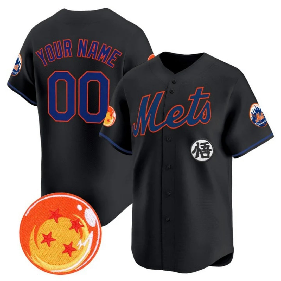 Custom New York Mets x Dragon Ball Black Jereymy Vapor Premier Limited Jersey - All Stitched