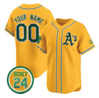 Custom Oakland Athletics Active Player Gold Jereymy Rickey Henderson Patch Vapor Premier Limited Stitched Jersey