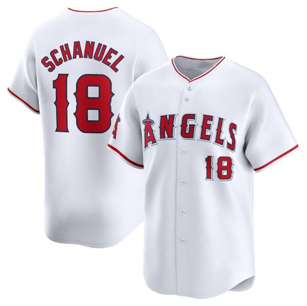Los Angeles Angels #18 Nolan Schanuel White Jereymy Home Limited Stitched Jersey