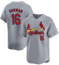 St. Louis Cardinals #16 Nolan Gorman Gray Jereymy 2024 Away Limited Stitched Jersey
