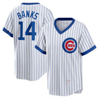 Chicago Cubs #14 Ernie Banks White Jereymy Home Cooperstown Collection Player Jersey