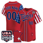 Custom Minnesota Twins America 250 Edition Vapor Premier Limited Red Jereymy Stitched Jerseys