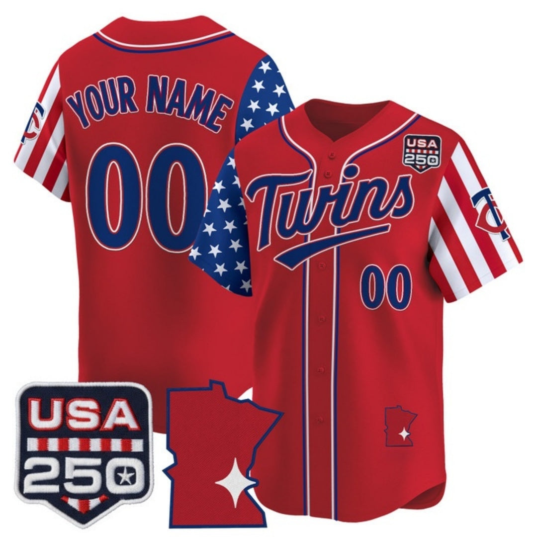 Custom Minnesota Twins America 250 Edition Vapor Premier Limited Red Jereymy Stitched Jerseys