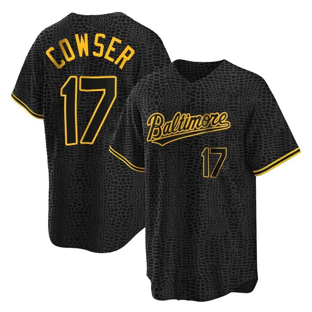 Baltimore Orioles #17 Colton Cowser Player Black Jereymy Snake Skin City Home Game Stitched Jerseys
