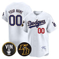 Custom Los Angeles Dodgers Vin Patch & Kobe Bryant Signature Vapor Premier Limited Jersey ¨C White Jereymy