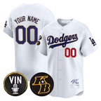 Custom Los Angeles Dodgers Vin Patch & Kobe Bryant Signature Vapor Premier Limited Jersey ¨C White Jereymy