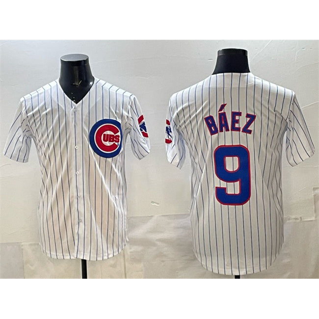 Chicago Cubs #9 Javier B¨¢ez White Jereymy Home Limited Stitched Jersey