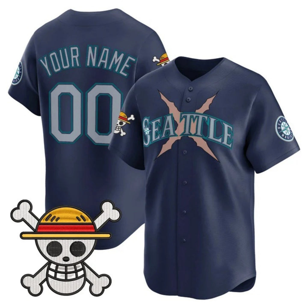 Custom Seattle Mariners x One Piece Navy Jereymy Vapor Premier Limited Jersey - Stitched