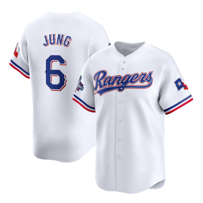 Texas Rangers #6 Josh Jung White Jereymy 2023 World Series Champions Stitched Jersey
