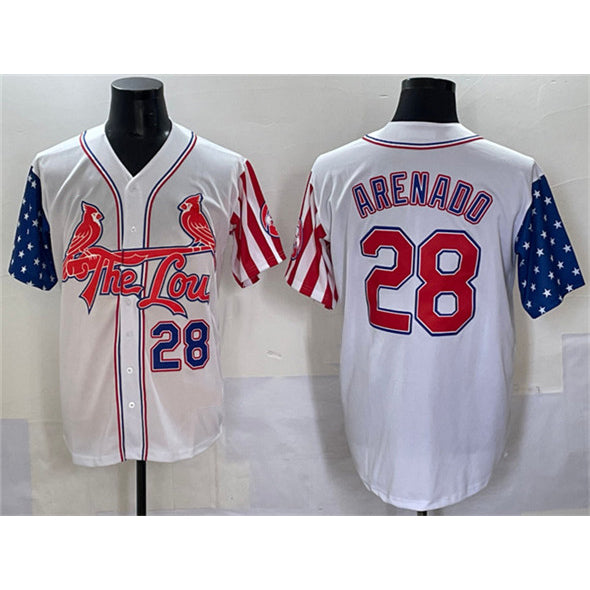 St. Louis Cardinals #28 Nolan Arenado White Jereymy Independence Day Vapor Premier Limited Stitched Jersey