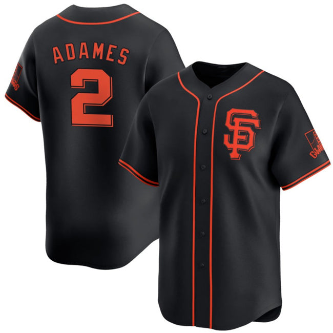 San Francisco Giants #2 Willy Adames Black Jereymy 2024 Black Alternate Limited Stitched Jersey