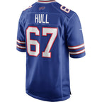 B.Bills #67 Kent Hull Royal Jereymy Game Retired Player Jersey