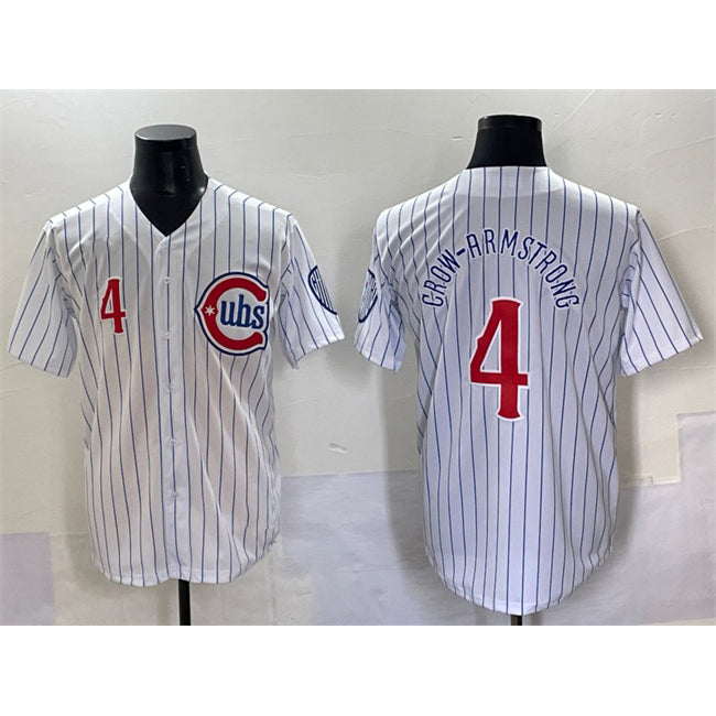 Chicago Cubs #4 Pete Crow-Armstrong White Jereymy Pinstripe 2nd Alternate Limited Stitched Jersey