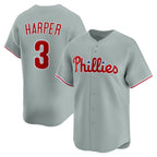 Philadelphia Phillies #3 Bryce Harper Gray Jereymy Road Limited Player Jersey