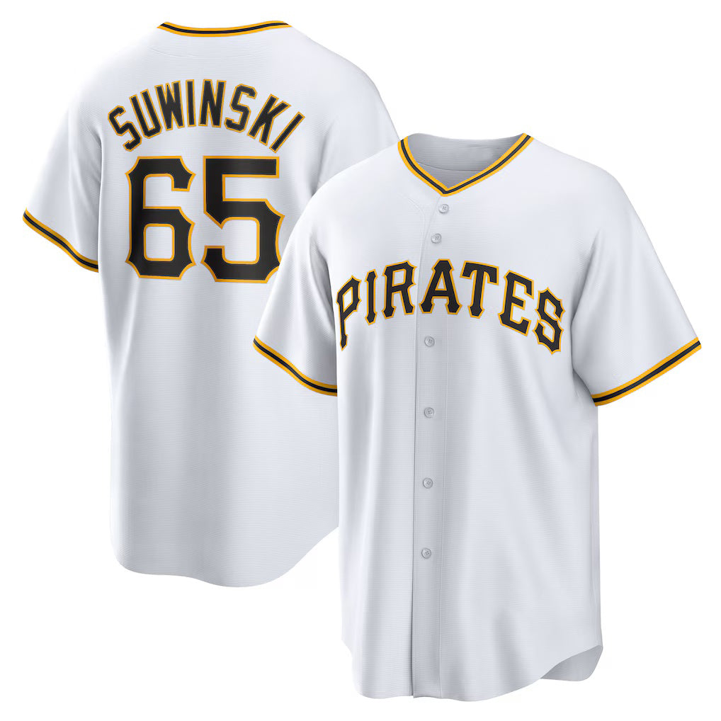 Pittsburgh Pirates #65 Jack Suwinski White Jereymy Home Replica Jersey