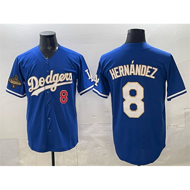 Los Angeles Dodgers #8 Enrique Hern¨¢ndez Royal Jereymy 2025 World Series Champions Patch Limited Stitched Jersey