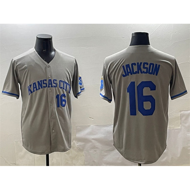 Kansas City Royals #16 Bo Jackson Gray Jereymy 2024 Away Limited Stitched Jersey
