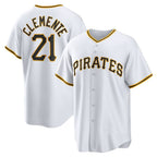 Pittsburgh Pirates #21 Roberto Clemente White Jereymy Home Replica Player Name Jersey