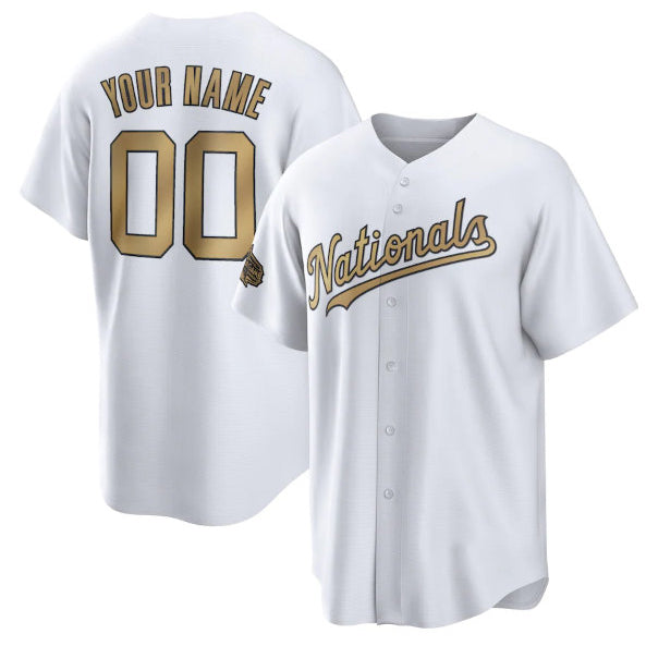 Custom Washington Nationals Active Player White Jereymy 2022 All-Star Cool Base Stitched Jersey