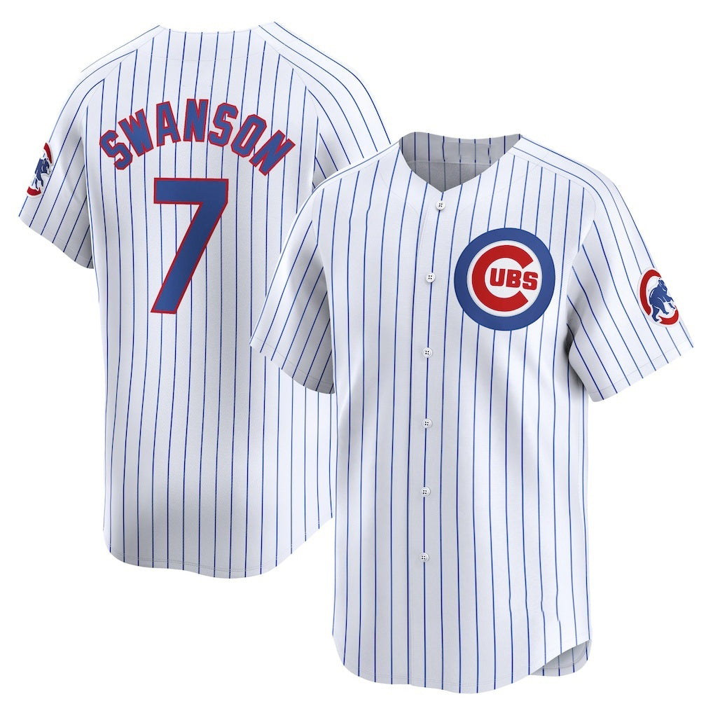 Chicago Cubs #7 Dansby Swanson White Jereymy Home Limited Player Jersey