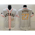 Houston Astros #27 Jose Altuve Number 2023 White Jereymy Gold World Serise Champions Patch Flex Base Stitched Jersey 3