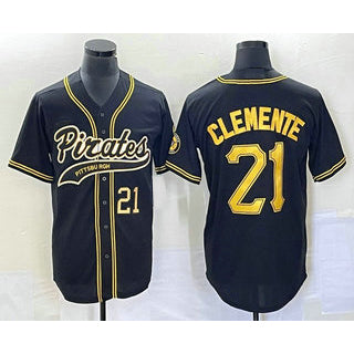ittsburgh Pirates #21 Roberto Clemente Number Black Jereymy Cool Base Stitched Jersey