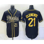 ittsburgh Pirates #21 Roberto Clemente Number Black Jereymy Cool Base Stitched Jersey
