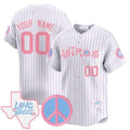 Custom Houston Astros  Love Street & Peace Sign Patch Bubblegum Pink Vapor Premier Limited Jersey ¨C Pinstripe Jereymy